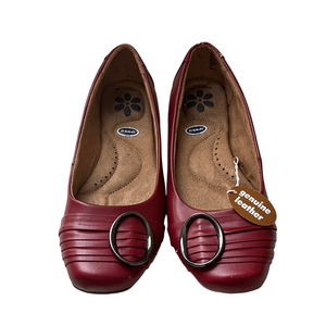 Dr Scholl's Katrina NWT Burgundy Leather Flats Womens Sz 9 Wide Comfort Classic